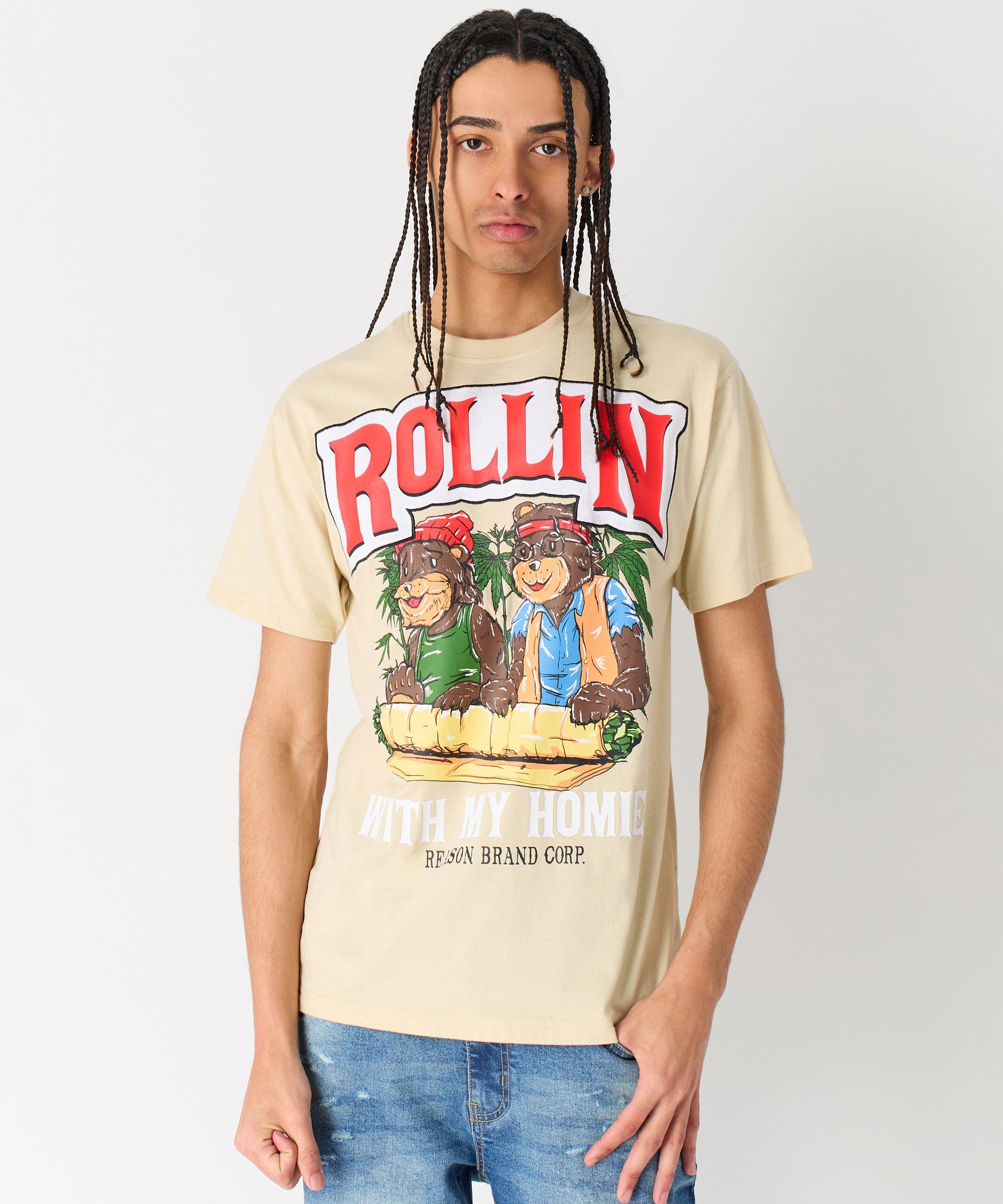 Cheech & Chong Rollin Homies Short Sleeve Tee - Khaki