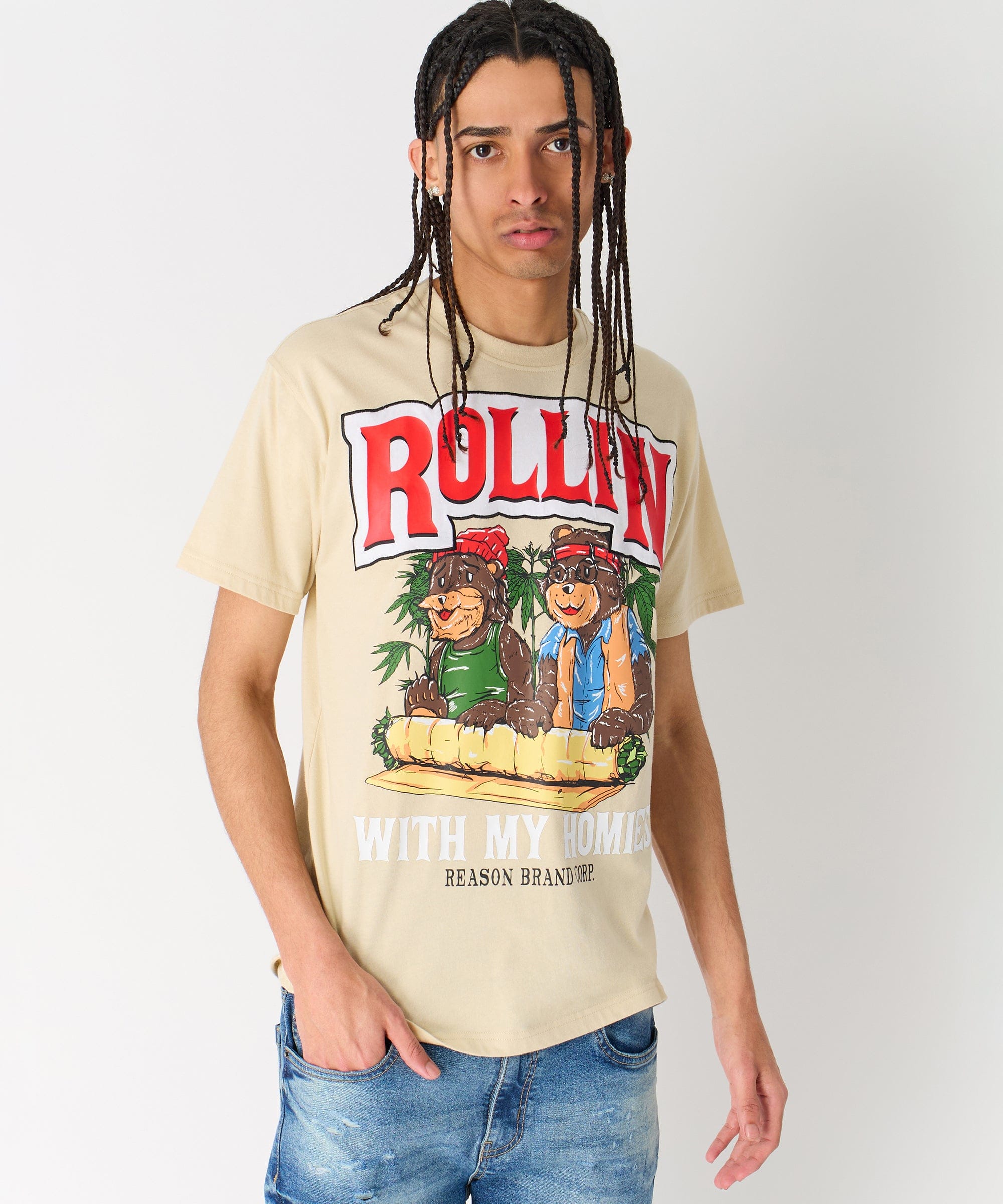 Cheech & Chong Rollin Homies Short Sleeve Tee - Khaki