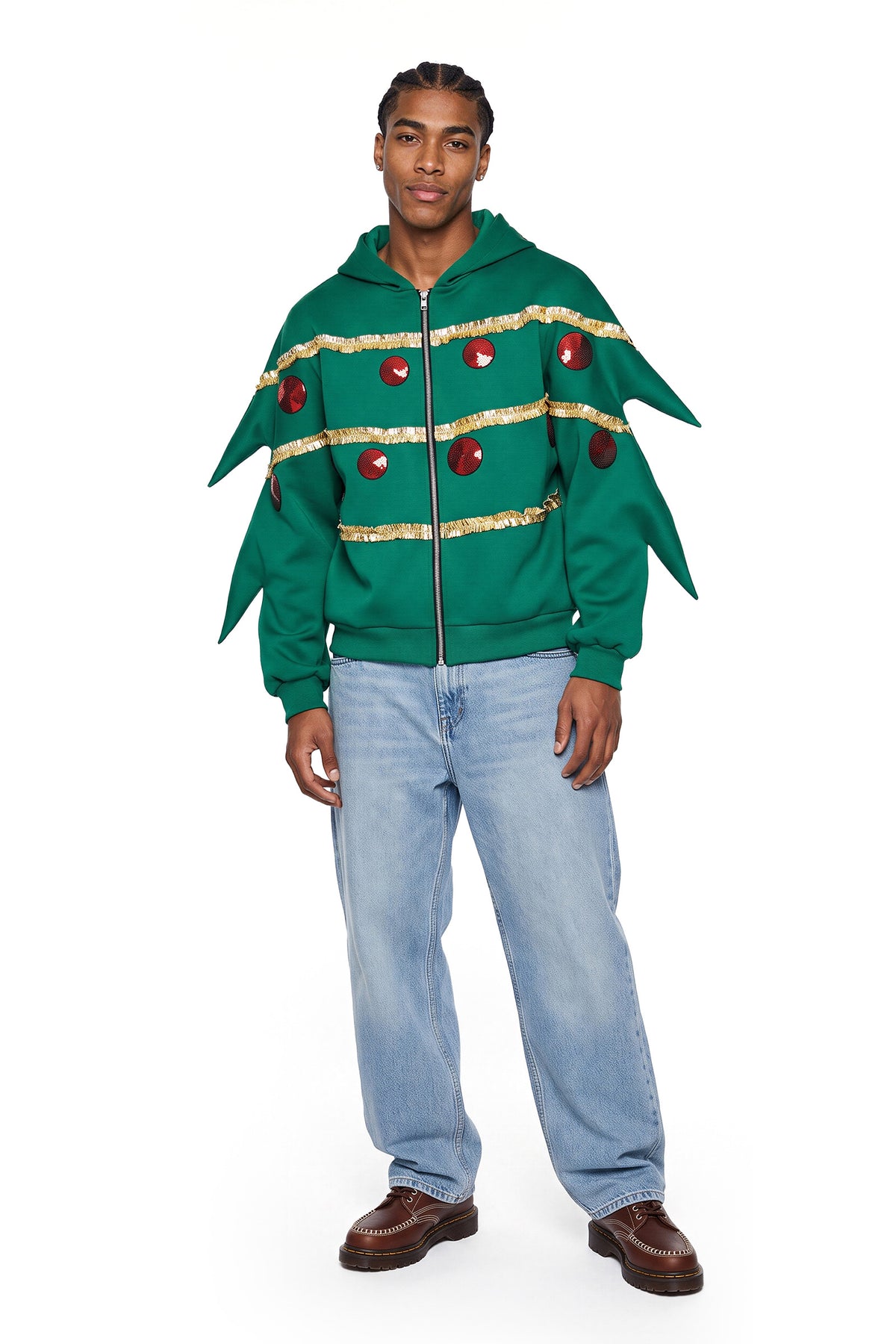 Christmas Tree Pajama Zip Up Hoodie