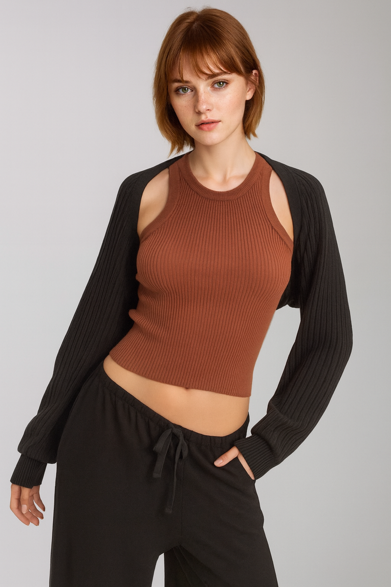 Ribbed Bolero Shrug
