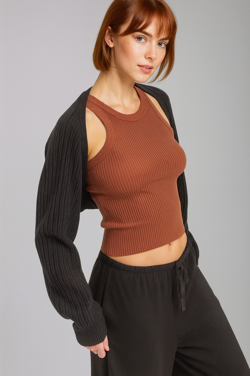 Ribbed Bolero Shrug