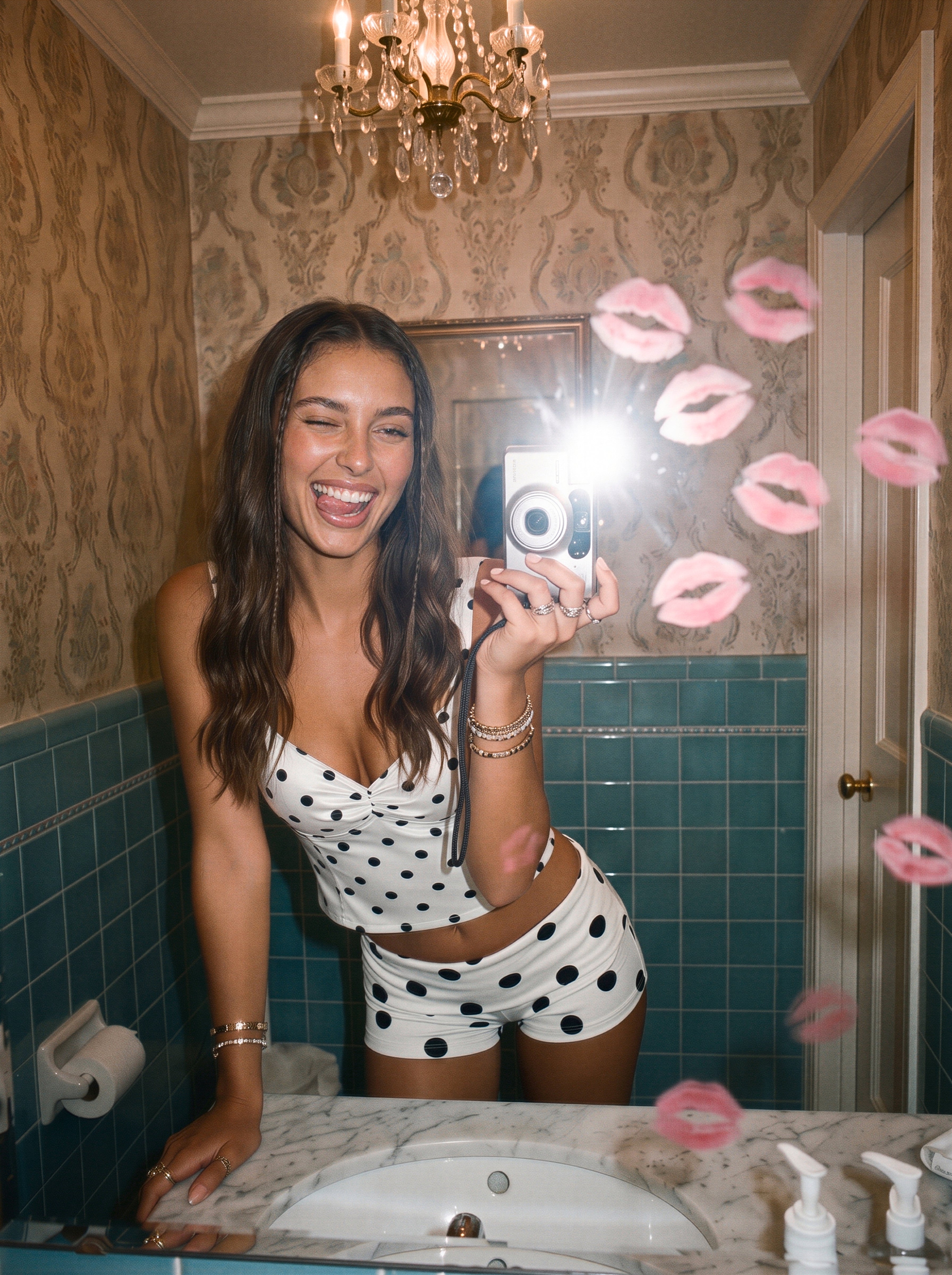 Polka Dot Ruched Bustier Top