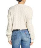 Cropped Boxy Cable Knit Sweater
