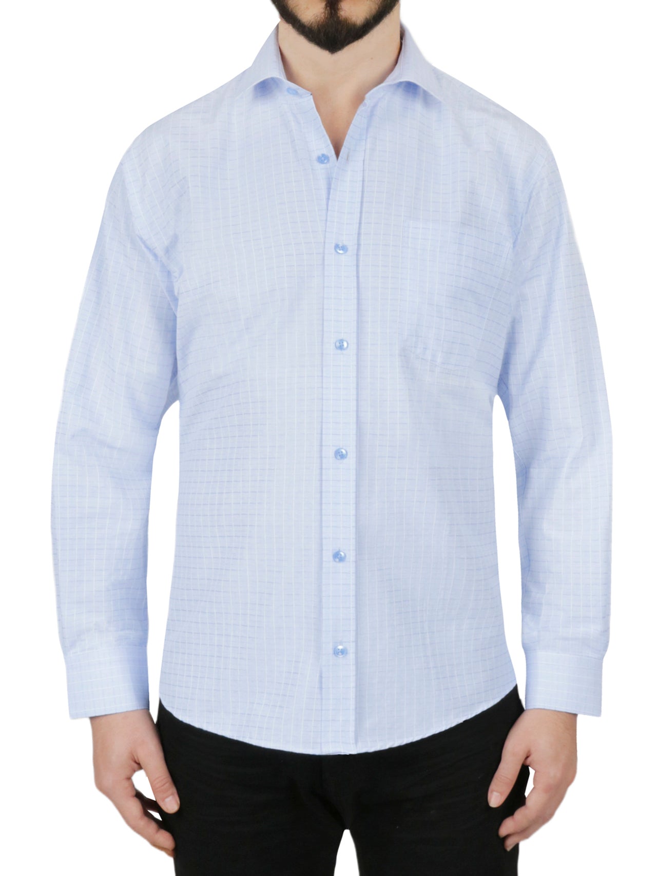 Windowpane Checkered Dress Shirt in Grey