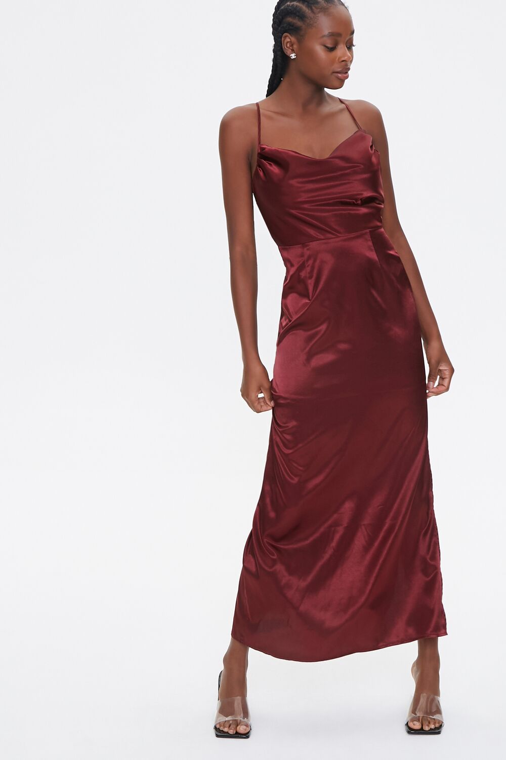 cowl satin maxi dress Satin Cowl Neck Maxi Dress
