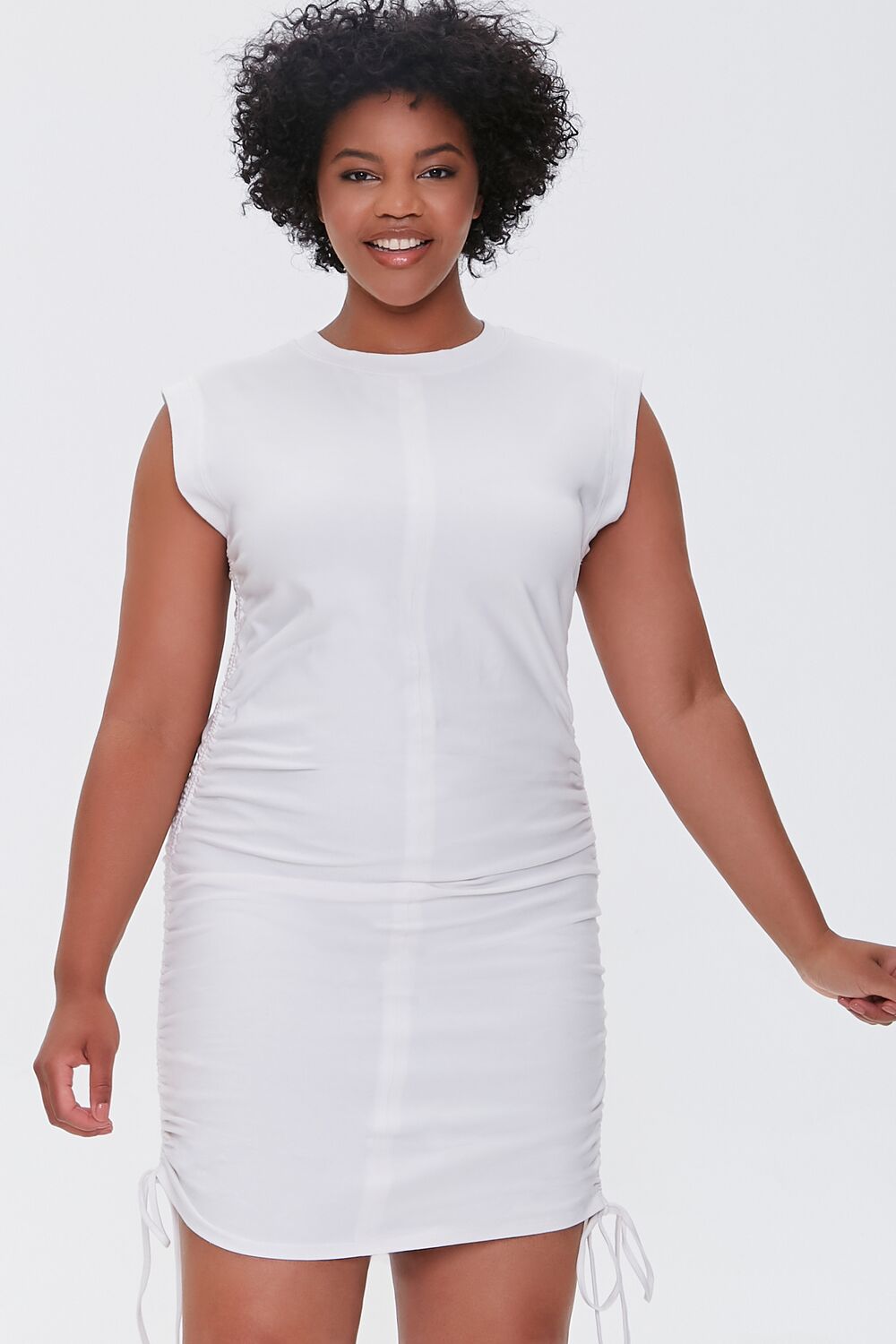 Plus Size Ruched Drawstring Mini Dress Plus Size Ruched Drawstring Mini Dress