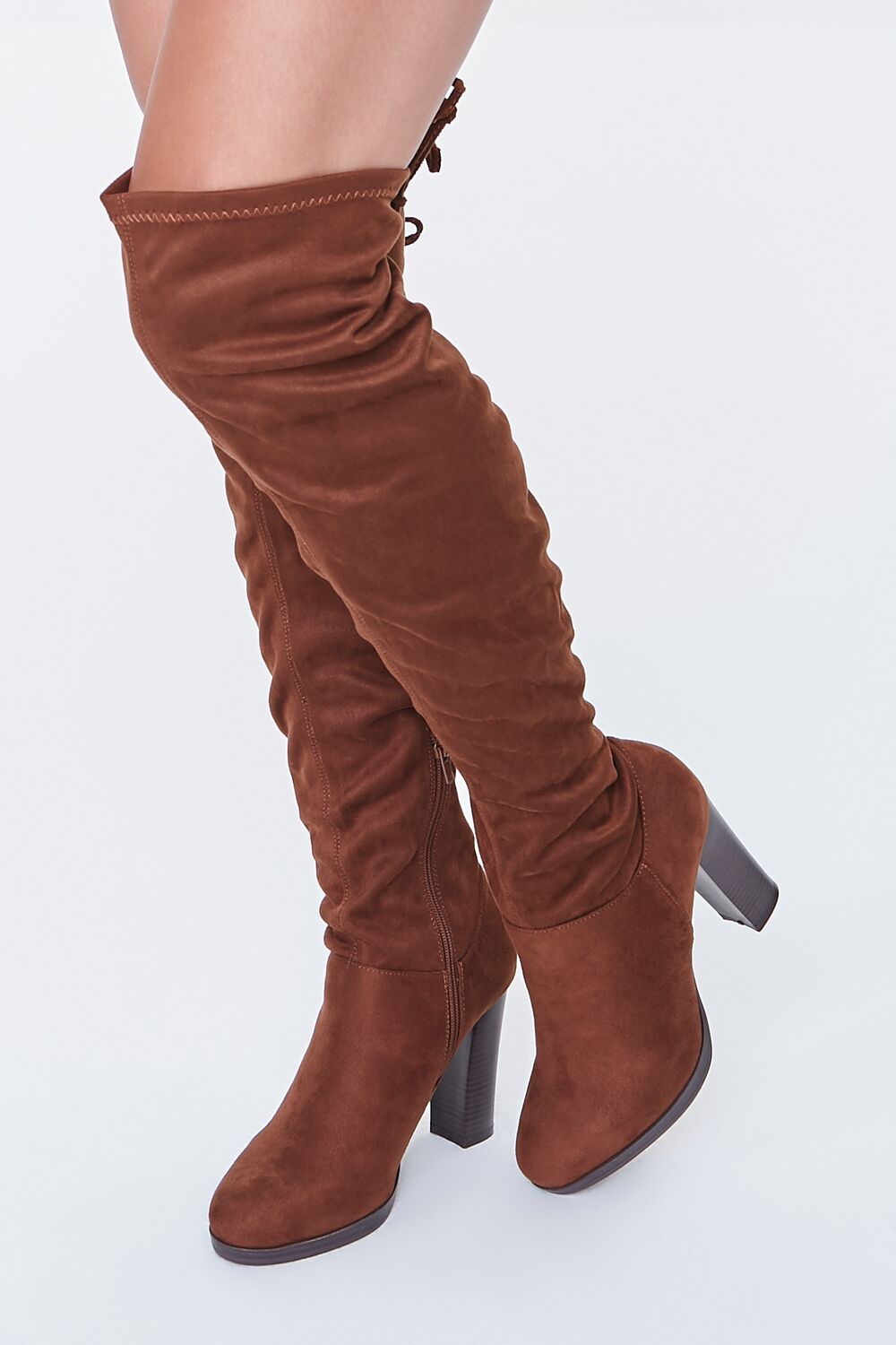 Forever 21 Womens Knee High Suede Boots Black Thigh High Lace Up