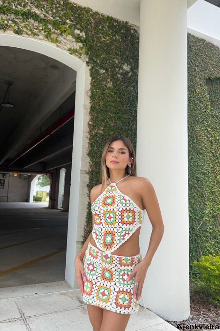 Cutout Crochet Mini Dress Cutout Crochet Mini Dress