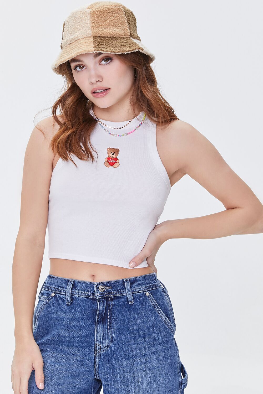 Teddy Bear Graphic Crop Top - Main Image