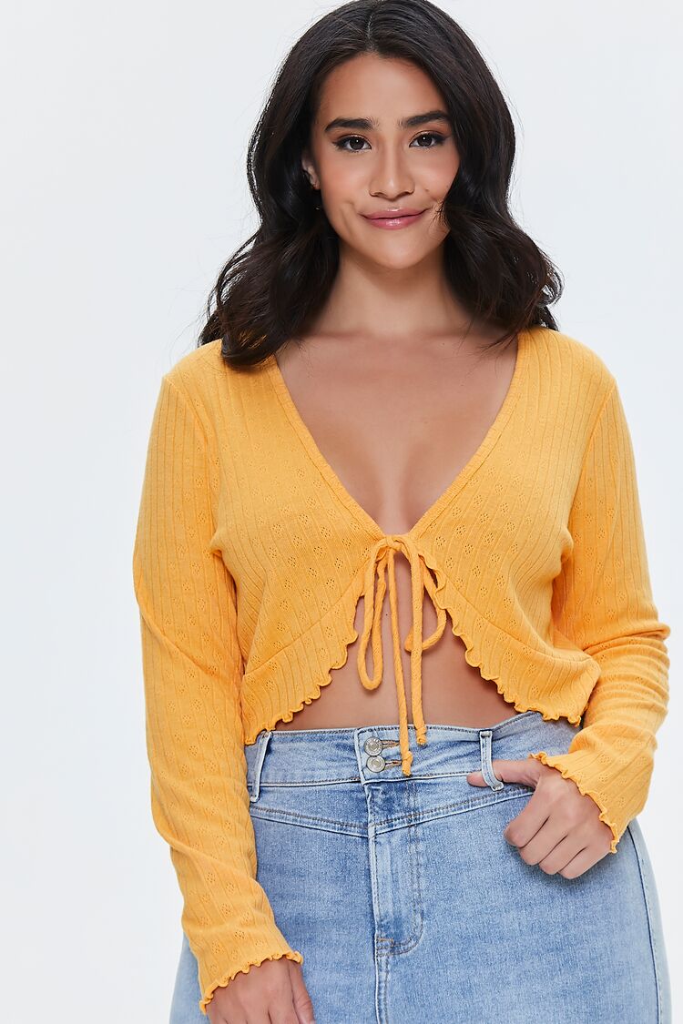Plus Size Self-Tie Crop Top