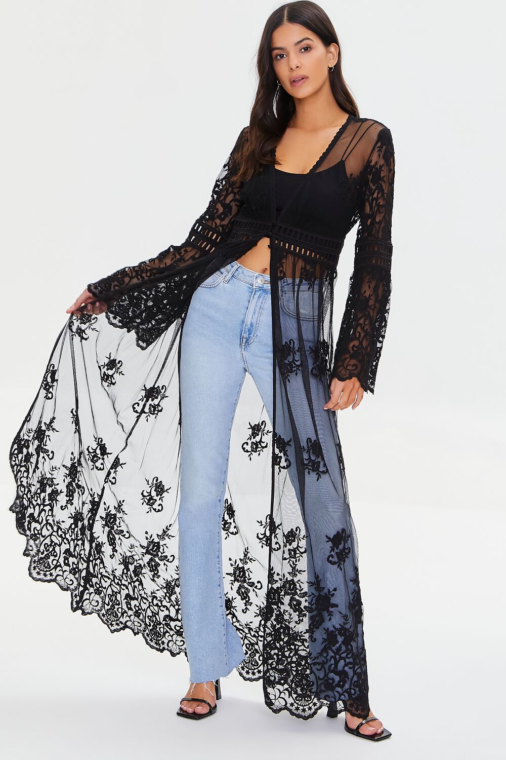 Sheer Crochet Lace Kimono