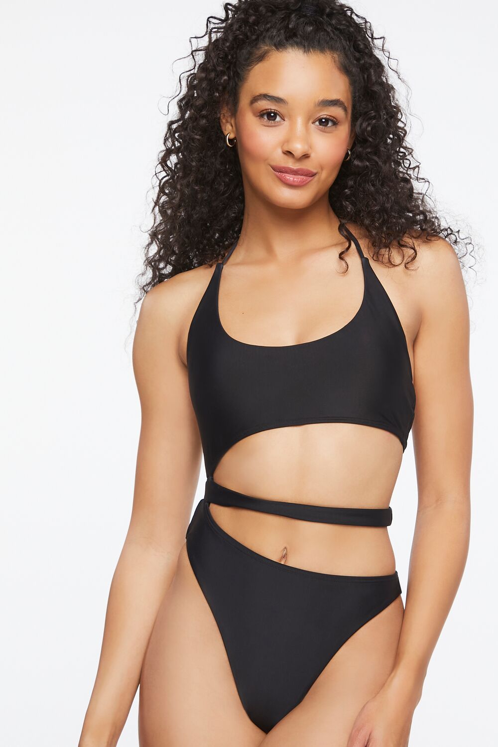 Cutout Halter One-Piece Swimsuit