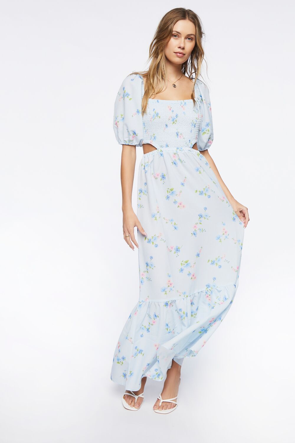 Floral Print Cutout Maxi Dress Floral Print Cutout Maxi Dress