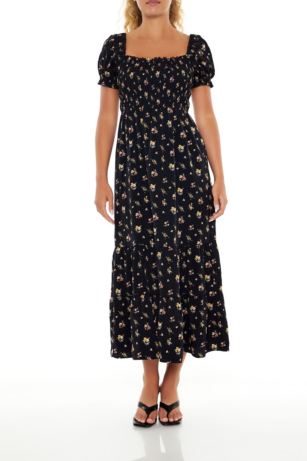 long sleeve floral dress forever 21 Puff-Sleeve ✨🎄 Holiday magic at Size:US 46 Long / EU 56 Long Bright Yellow