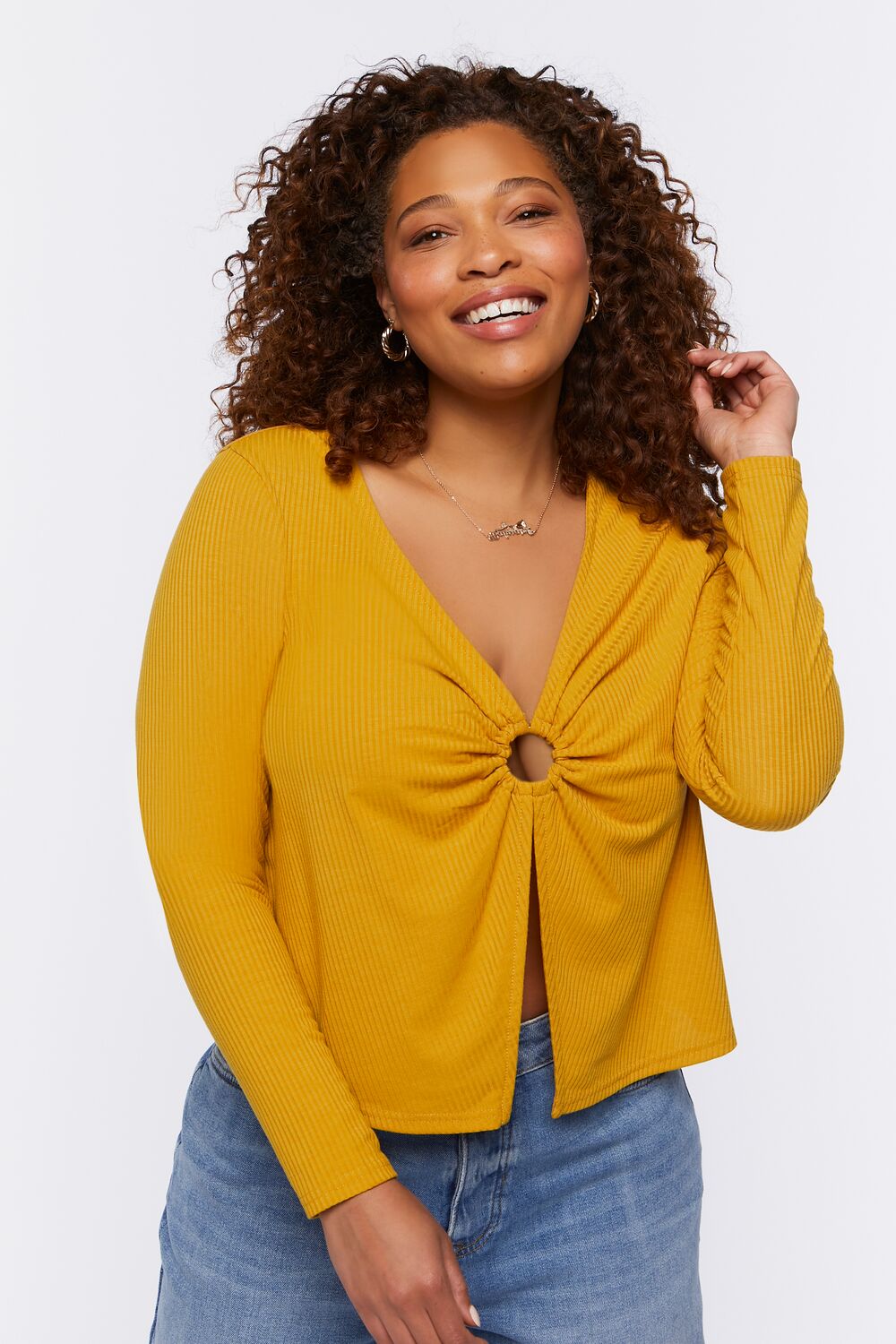 Plus Size Split-Front O-Ring Top