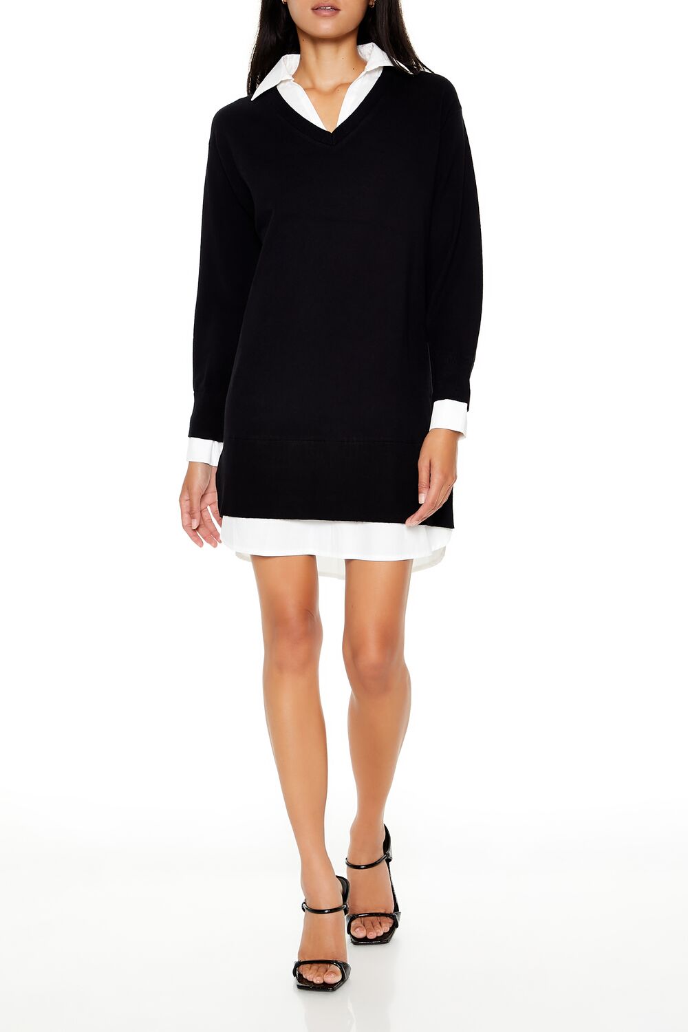 combo sweater shirt dress Sweater Vest Shirt Combo Dress Oversized Sweater Shirt Dress With Sweater Vest Sweater Vest