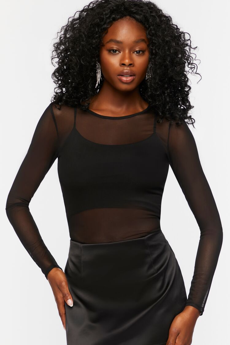sheer mesh maxi dress forever 21 Sheer Mesh Long-Sleeve Top