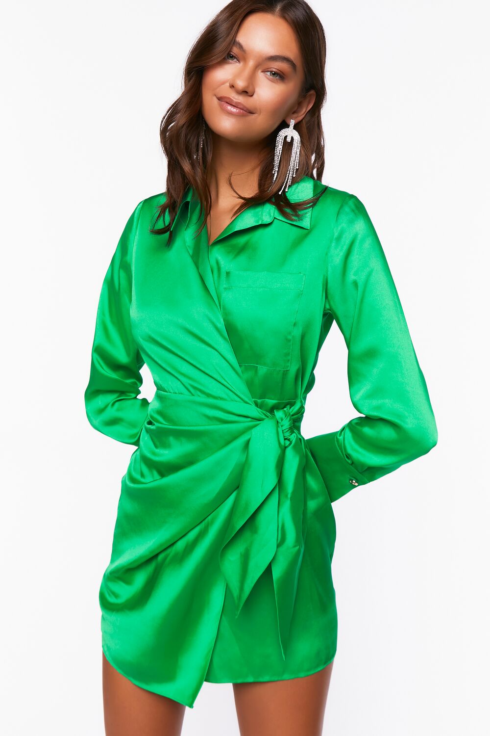 Satin Wrap Mini Dress Satin Wrap Mini Dress
