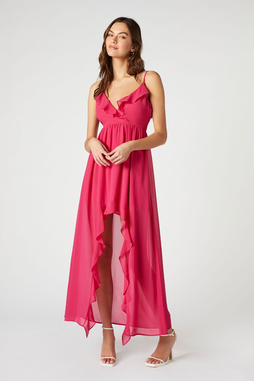 strapless open back dress Red High Low Dress | Plunged Neckline | Asymmetrical Dress main image 0