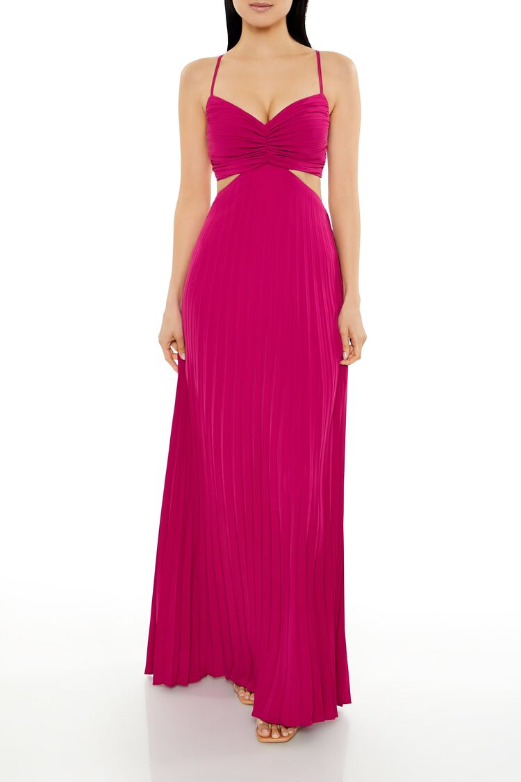 pleated cutout maxi dress Pink Maxi Dress - Pleated Maxi Dress - Cutout Dress