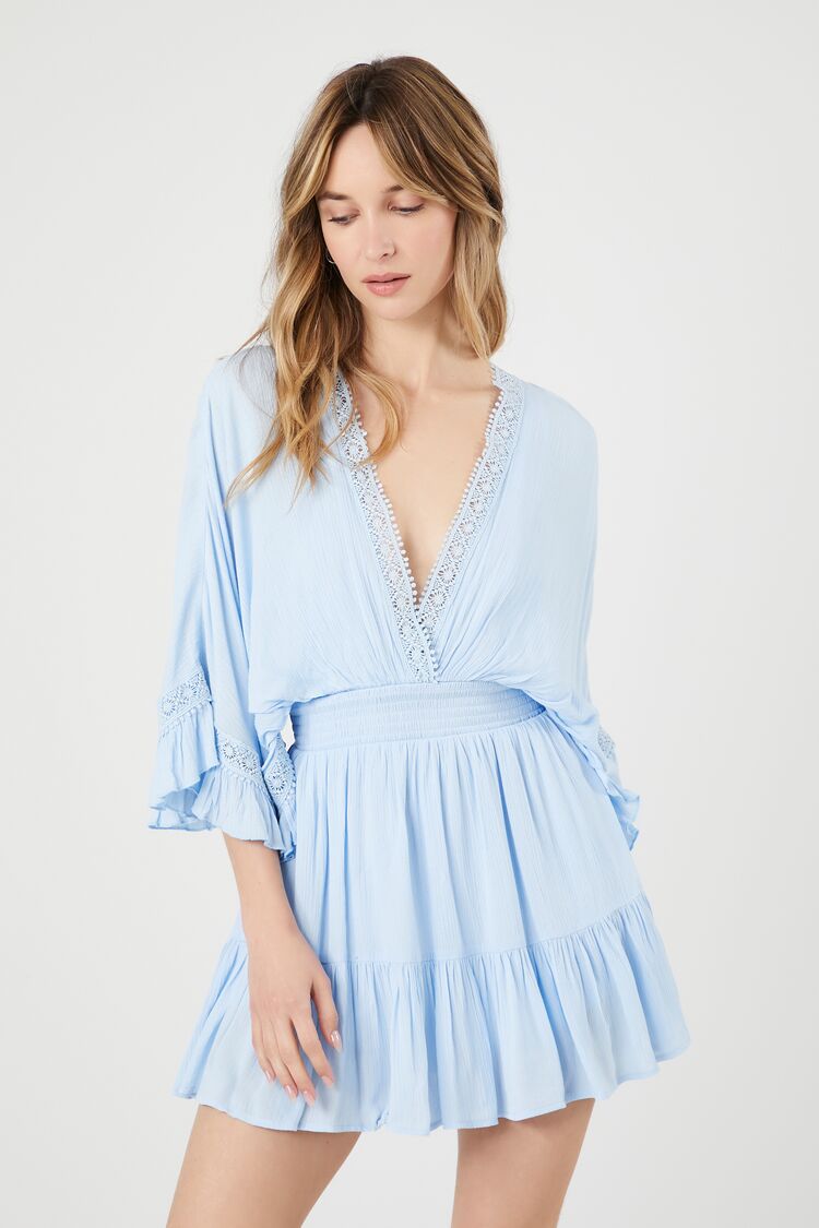 Crepe Butterfly-Sleeve Mini Dress Crepe Butterfly-Sleeve Mini Dress