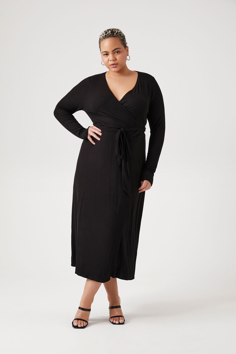 chinese dress ladies Plus Size Wrap Midi Dress