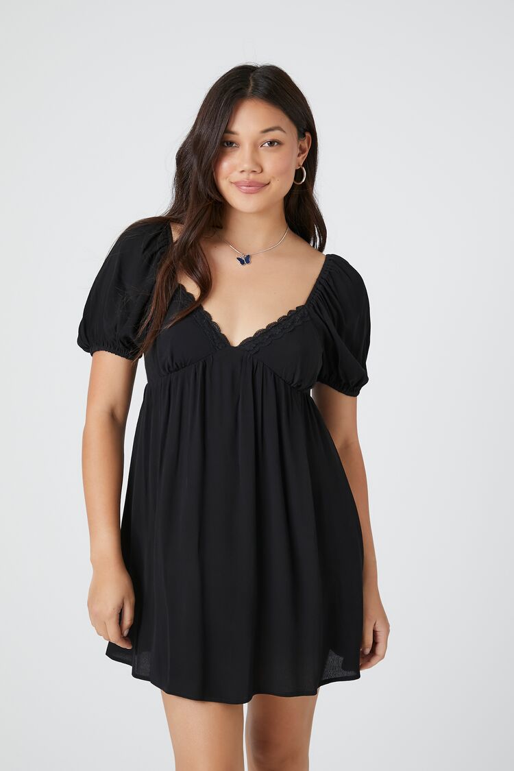 Lace-Trim Peasant Mini Dress Lace-Trim Peasant Mini Dress