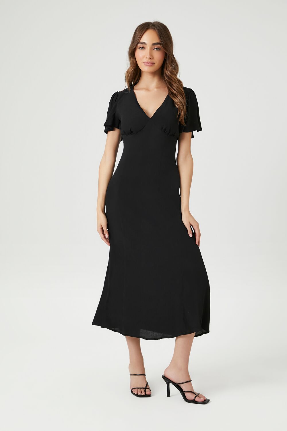 Flounce-Sleeve Midi Dress Flounce-Sleeve Midi Dress