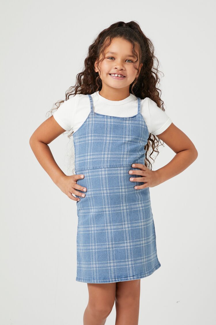 Girls Plaid Denim Dress (Kids) Girls Plaid Denim Dress (Kids)