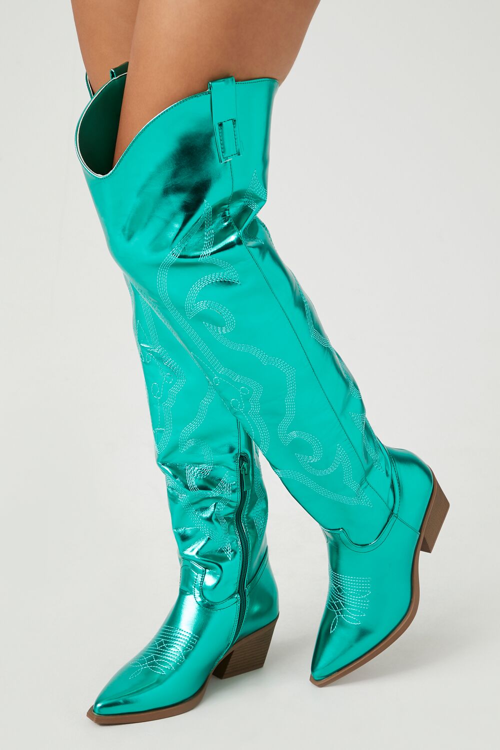 Metallic Knee-High Cowboy Boots display picture 2