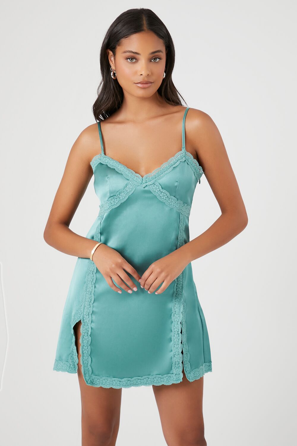 Lace-Trim Slip Mini Dress Lace-Trim Slip Mini Dress