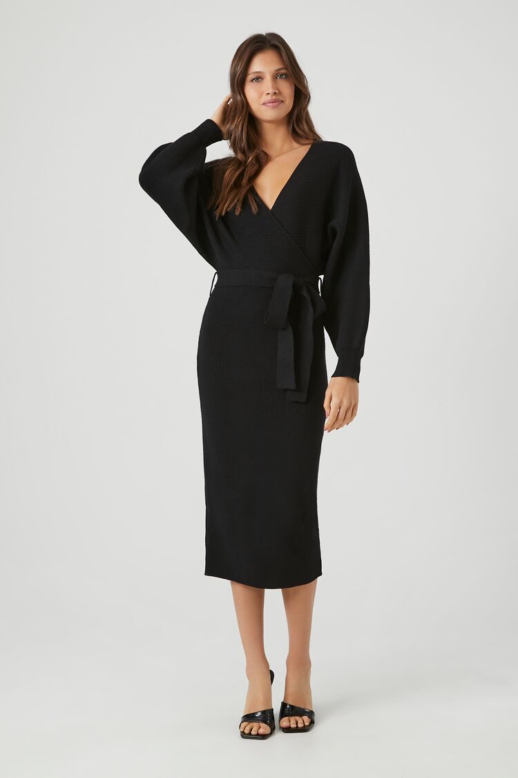 Sweater Midi Wrap Dress Black / XS Sweater Midi Wrap Dress Black / XS