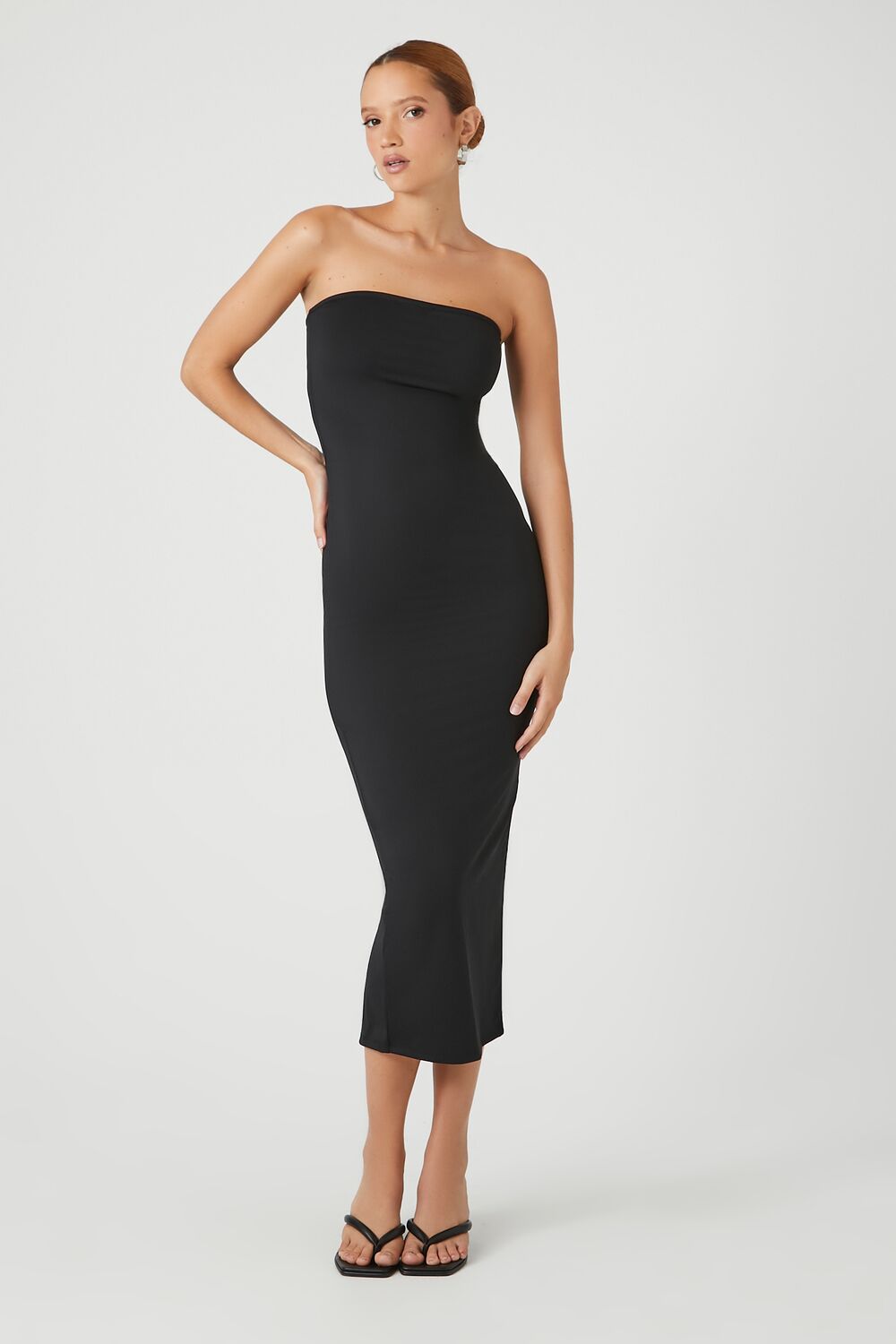 black tube bodycon dress Black Dress Boob Tube Bodycon Faux Leather main image 0
