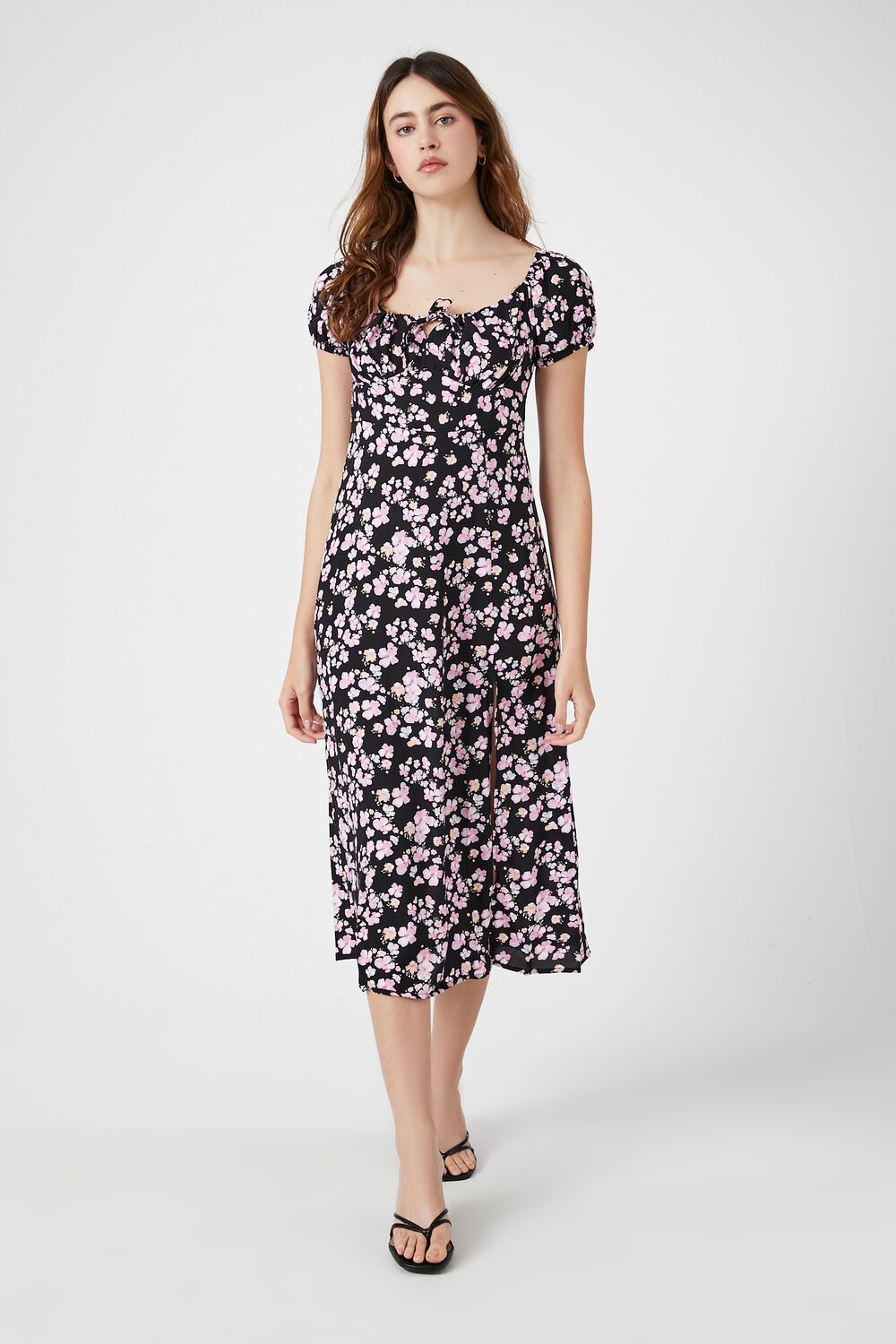 f21 midi dress Ditsy Floral Slit Midi Dress