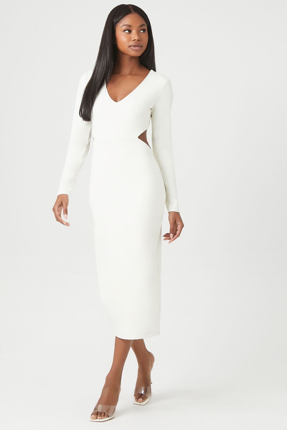 Cutout Long-Sleeve Midi Dress Cutout Long-Sleeve Midi Dress