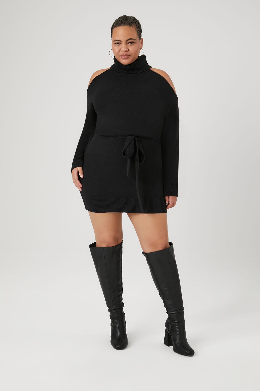 Plus Size Turtleneck Mini Sweater Dress Plus Size Turtleneck Mini Sweater Dress