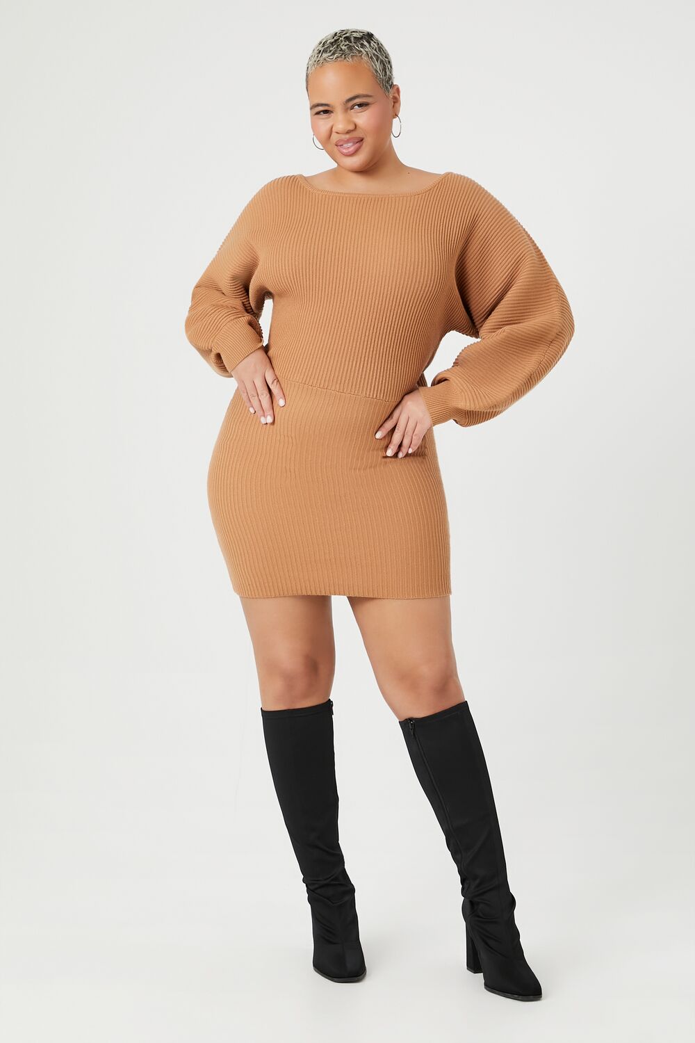 long sleeve sweater dress forever 21 Plus Size Turtleneck Mini Sweater Dress LIGHT GREY / 1X