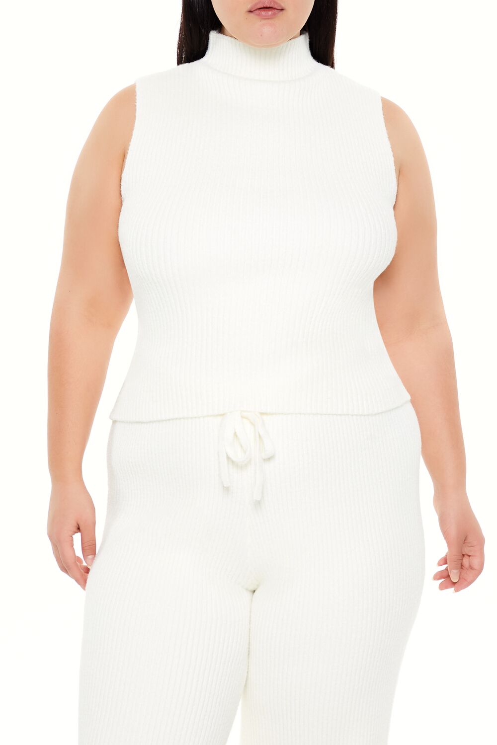 Plus Size Sweater-Knit Turtleneck Crop Top - Main Image