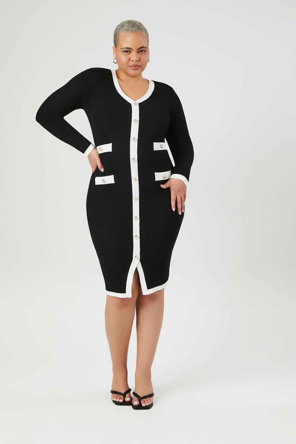forever 21 white dress long sleeve Plus Size Bodycon Midi Dress
