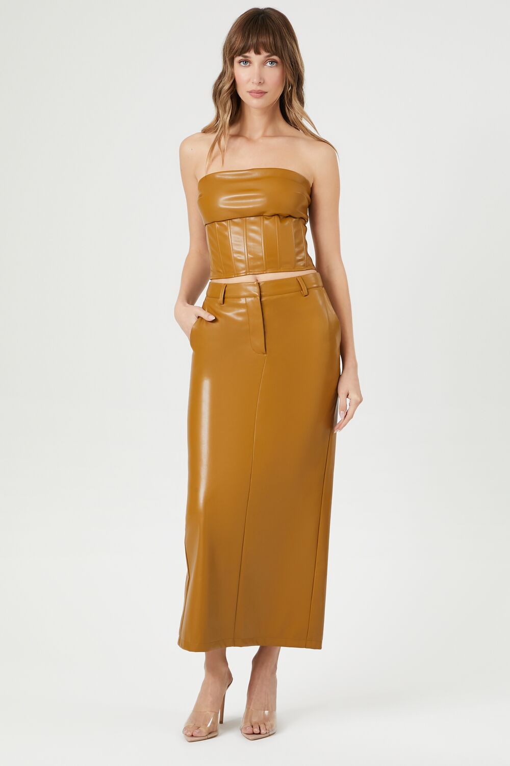 slim fit dress slacks Women High Quality Faux Leather Office Lady A-line Dresses – HER SHOP main image 1