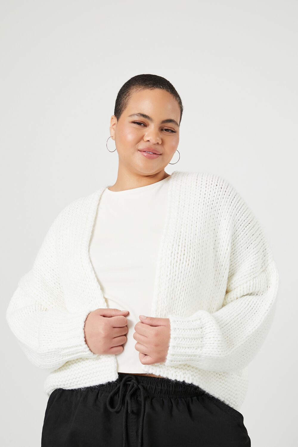 Plus Size Open-Front Cardigan Sweater
