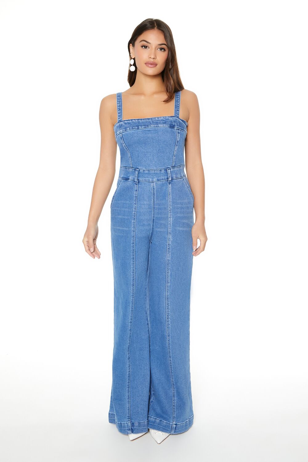 forever 21 overall dress denim Sleeveless Cutout Denim Overalls