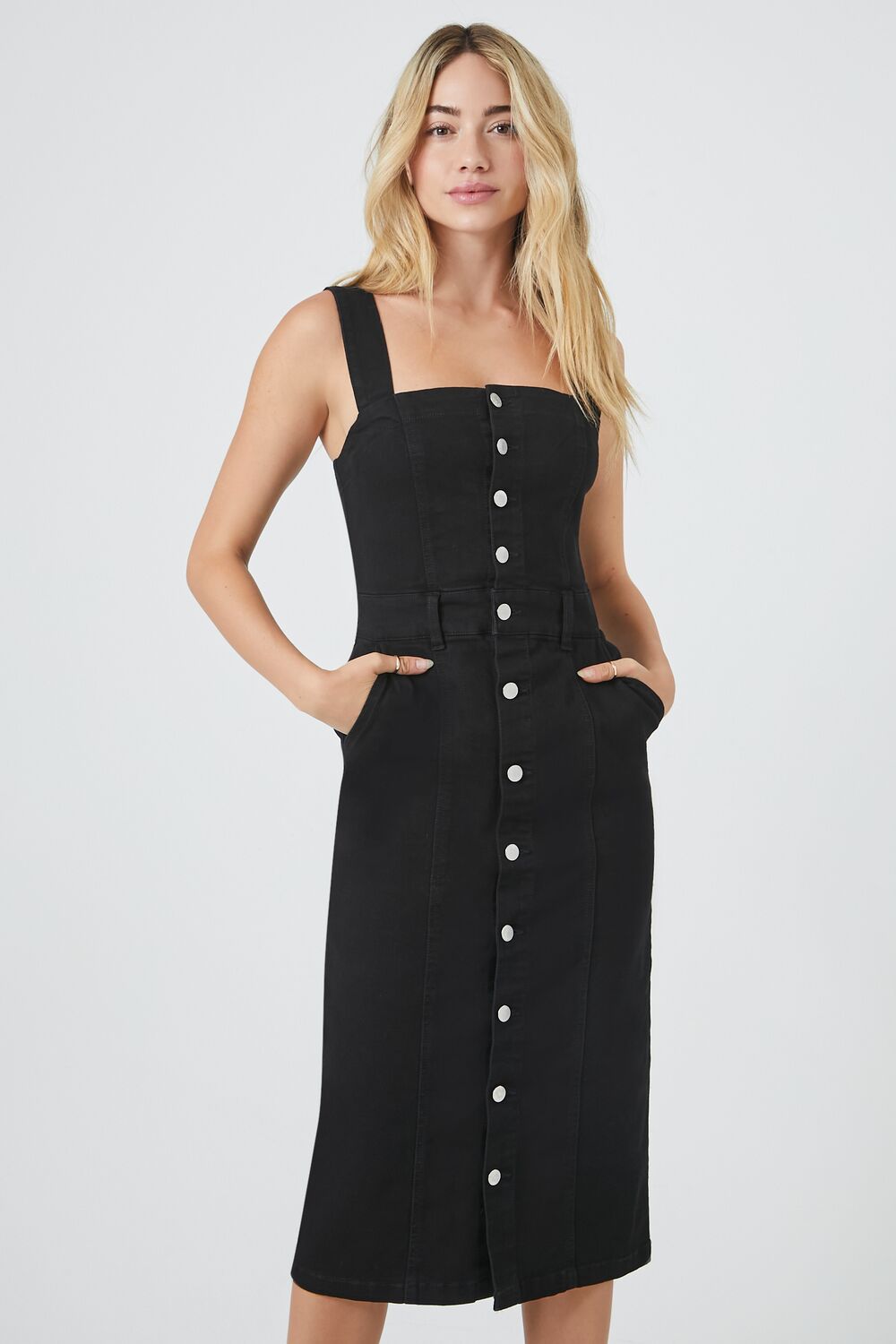 Denim Button-Front Midi Dress Denim Button-Front Midi Dress