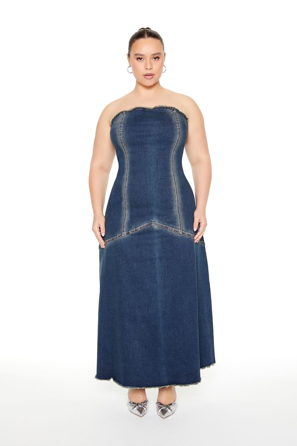 Plus Size Strapless Denim Maxi Dress Plus Size Strapless Denim Maxi Dress