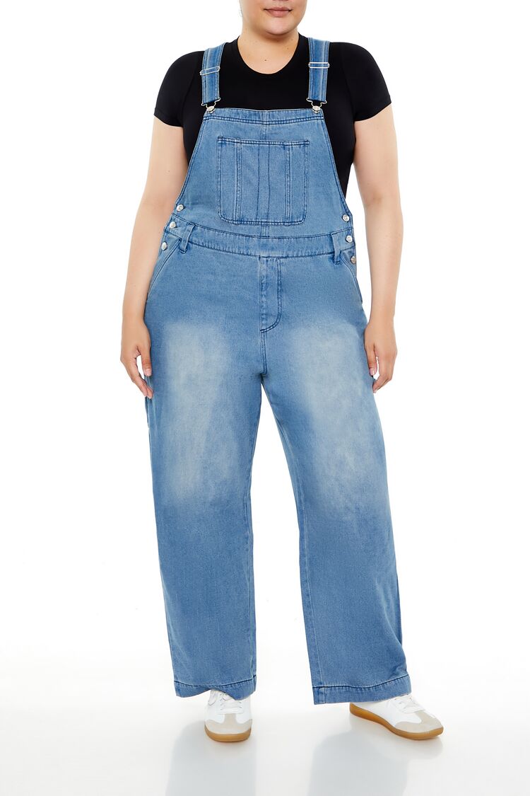 Forever 21 Wide Leg Denim Jumper Forever 21 Jumpsuit Denim