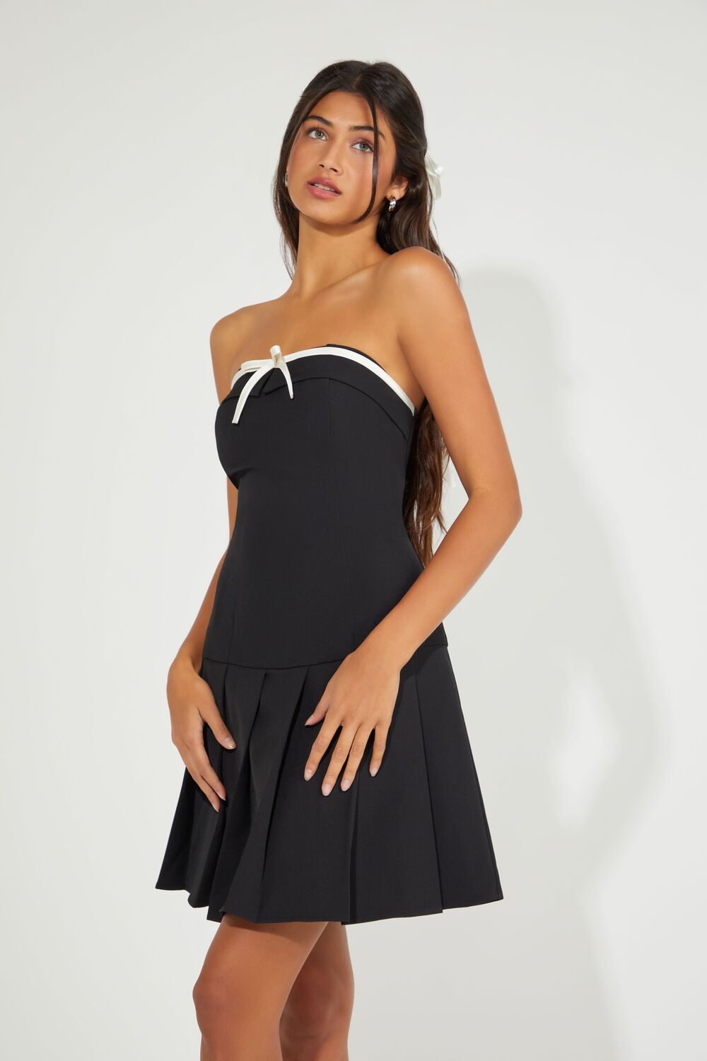 front bow mini dress Strapless Bow Mini Dress