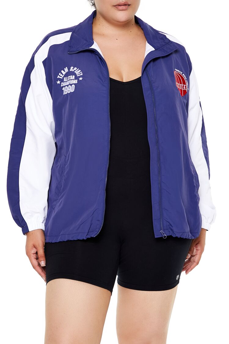 Plus Size Track Field Zip-Up Jacket