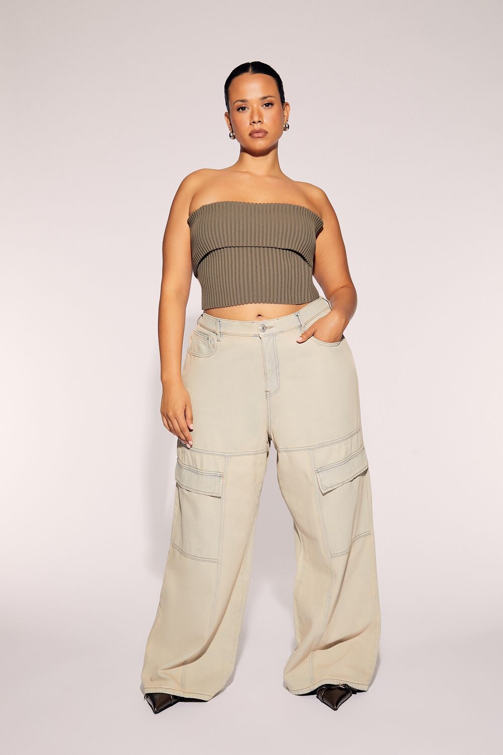 Cargo Pants Forever 21 Stretch Pants Plus Size Wide-Leg Cargo