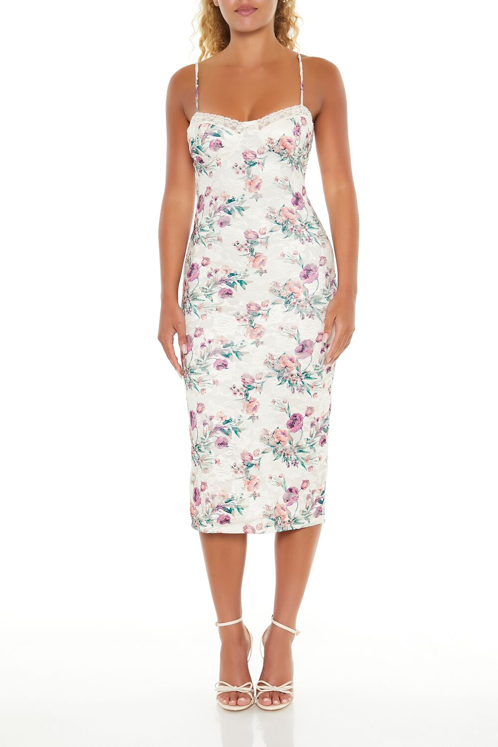 Floral Print Lace Midi Dress Floral Print Lace Midi Dress