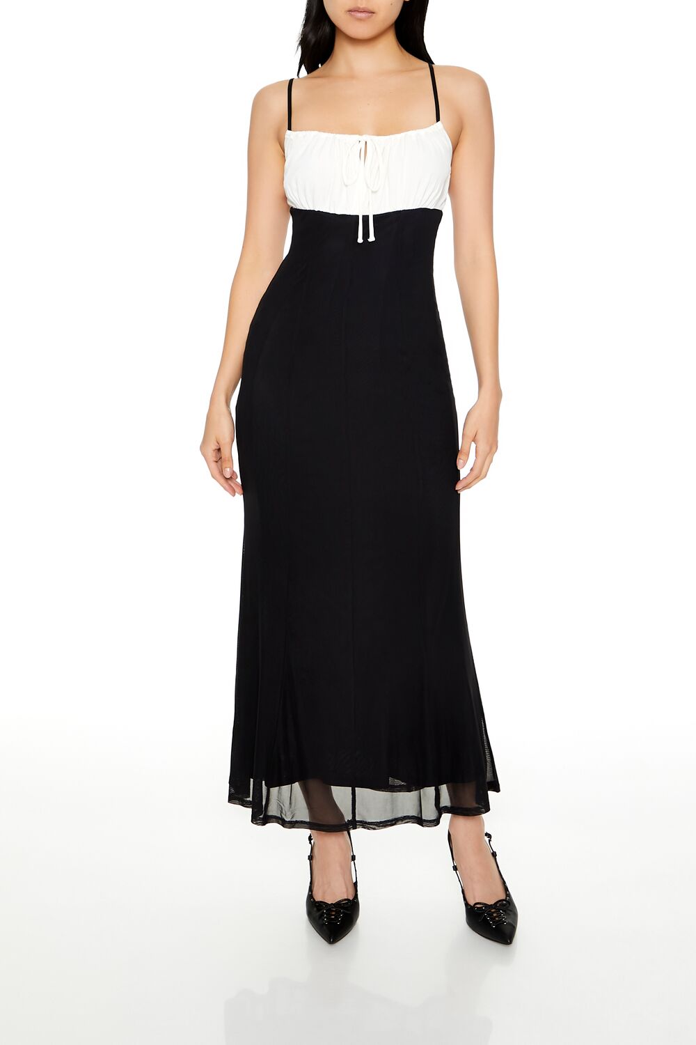 chinese dress ladies Perline Color Block Bow Midi Dress White-Taupe / L by Sugarlips main image 0